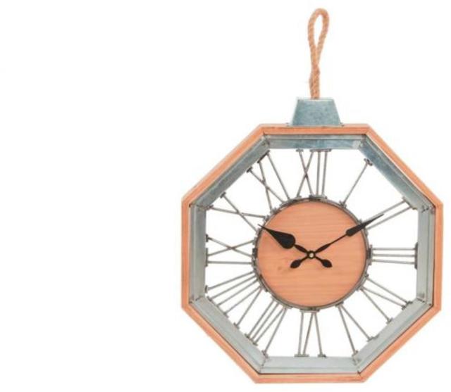 WALL CLOCK WOOD METAL 
