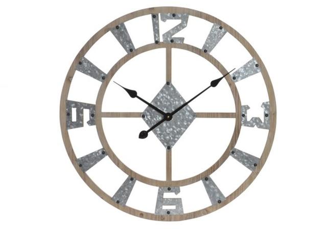 WALL CLOCK WOOD METAL 