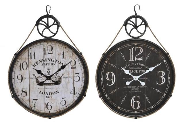 WALL CLOCK WOOD METAL 