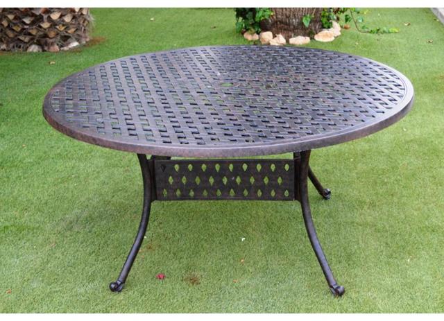 Almeria Round 6 Seater Patio Set, Round Metal Garden Table And Chairs