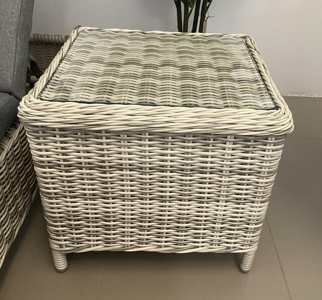 Cuba Rattan Side Table with Glass Top