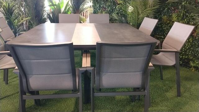 Java Charcoal Square 8 seat Dining Set