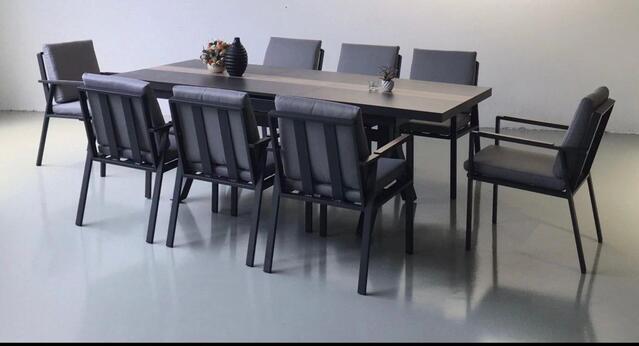 Java Charcoal 8 Seater Extendable Dining set with Padded Chairs