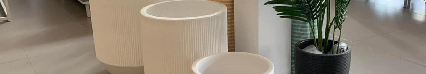 Ribbed Plant Pots (White)