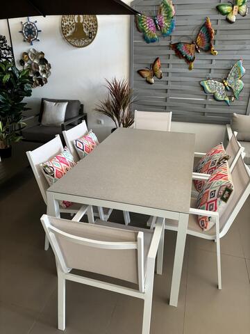 Aruba White 6 Seat Dining Set Aruba White 6 Seat Dining Set