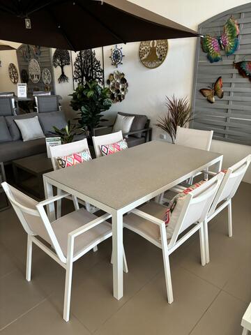 Aruba White 6 Seat Dining Set Aruba White 6 Seat Dining Set
