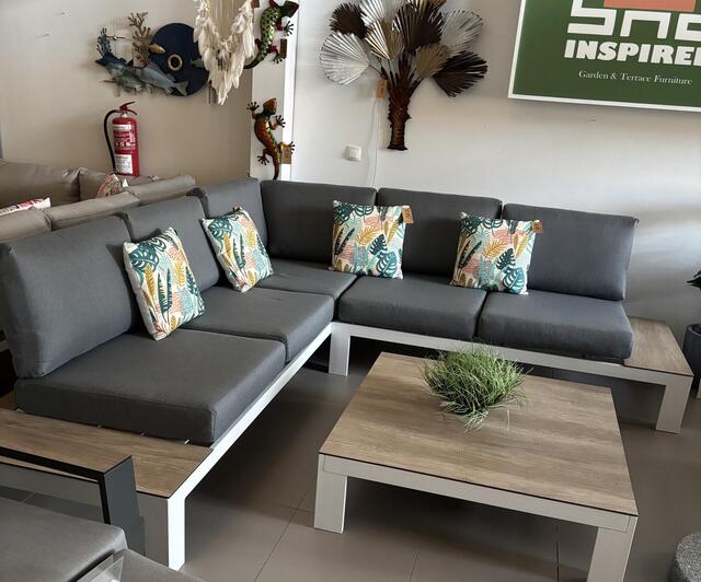 Java White Corner Sofa Set