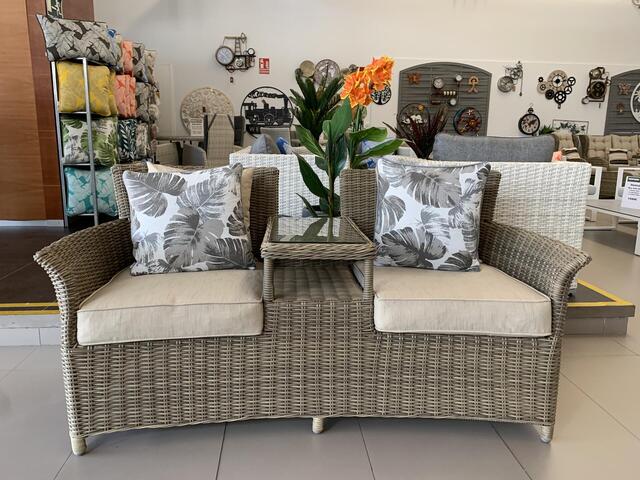 Tobago Conversation Bench with Footstools