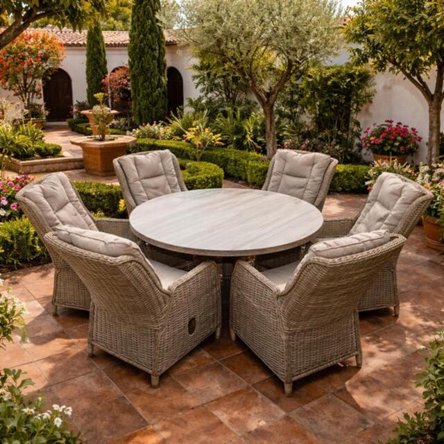 Manilla 6 Seat Round Reclining Dining Set